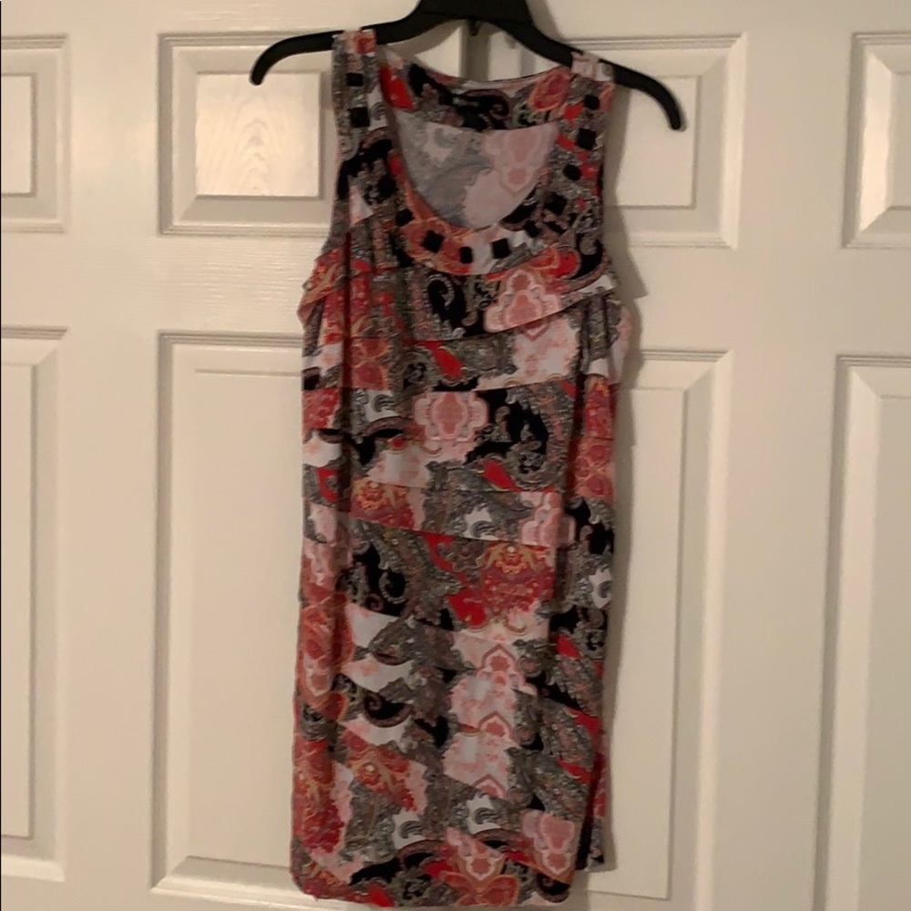 Multi color paisley print mini dress